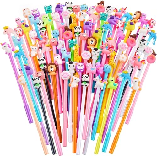 KAHEIGN 80Pcs Cartoons Gel Stift Set, Süße Tier Kugelschreiber Gelschreiber 0,5mm Schwarze Gel Tintenstifte Kawaii Schreibstift 0,5mm Tintenschreiber Stift für Büro Schule Schreibwaren von KAHEIGN