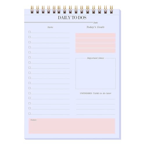 Notizblöcke für tägliche Aufgaben, Checklisten-Planer, Zeitmanagement-Planer, To-Do-Listen, Organizer mit heutigen Zielen, Notizen, 52 undatierte Agenda-Abreißblätter, 16,5 x 24,9 cm (Rosa) von KAICN