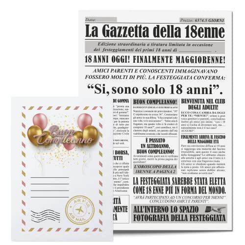 Geschenkidee Geburtstag 18 Jahre Frau - Zeitung La Gazzetta Della 18 Enne - Maxi Grußkarte Originelle Geschenkideen zum Geburtstag - Gadget lustige Karten für Sie Geschenkidee Geburtstag 18 Jahre Frau - Zeitung La Gazzetta Della 18 Enne - Maxi Grußkarte Originelle Geschenkideen zum Geburtstag - Gadget lustige Karten für Sie von KAÏDENSÏ