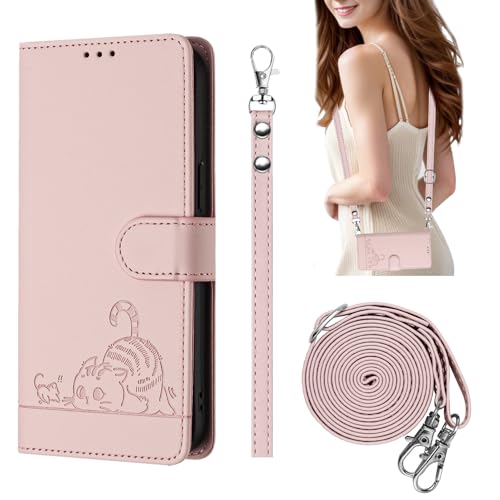KAIDON PU Leder Schutzhülle für Galaxy A06 4G/5G - Produktmodell PT07-2 (Rosa) von KAIDON