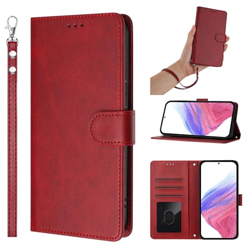 KAIDON PU Leder Schutzhülle für Galaxy A06 4G/5G - Produktmodell PT08-2 (Rot) von KAIDON