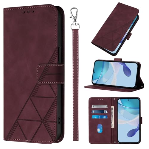 KAIDON PU Leder Schutzhülle für Galaxy A16 4G/5G - Produktmodell PT03-2 (Weinrot) von KAIDON