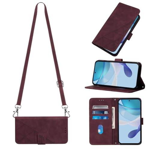 KAIDON PU Leder Schutzhülle für Galaxy A16 4G/5G - Produktmodell PT03-3 (Weinrot) von KAIDON