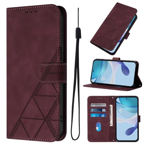 KAIDON PU Leder Schutzhülle für Galaxy A55 5G - Produktmodell PT03-1 (Weinrot) von KAIDON