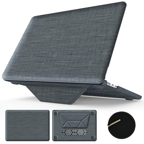 KAIJIAbox Schutzhülle für MacBook Air 38,1 cm (15 Zoll), M4, M3, M2, faltbarer Ständer und Mauspad/Tasche, Kunststoff-Hartschale, gewebte Stoff-Schutzhülle, 2025/2024/2023 (A3241/A3114/A2941) (grau) von KAIJIAbox