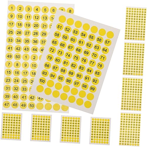 KAILIKETIY 1 Satz Nummernaufkleber Tagesetiketten Digital Kleine Etikettenaufkleber Kleine Aufkleber Etiketten Kreis Allzweck Runden Runde Aufkleber Yellow Kupferplattenaufkleber 10 Blatt von KAILIKETIY