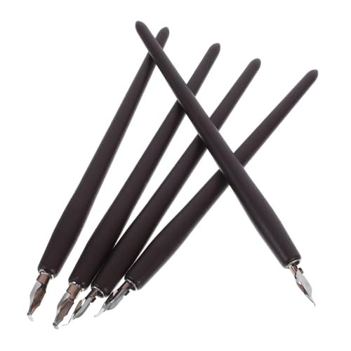 KAILIKETIY 5er Set Stift Handgeschnitzte Stempel Dekoration Zeichnen Kalligraphie-füllfederhalter Füller Füllfederhalter Zum Zeichnen Dark Brown Holz von KAILIKETIY