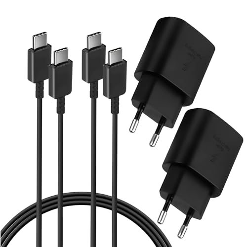 2 Pack 25W USB C Ladegerät, Schnellladegerät Super Fast Netzteil mit Ladekabel Typ C Schnellladekabel für Samsung Galaxy S24/S23/S22/S21 Ultra/Z Flip 5/Z Fold 5 5G/S20/S10/Note20/10/9/A54/A53/A72 von KAIMENGLONG