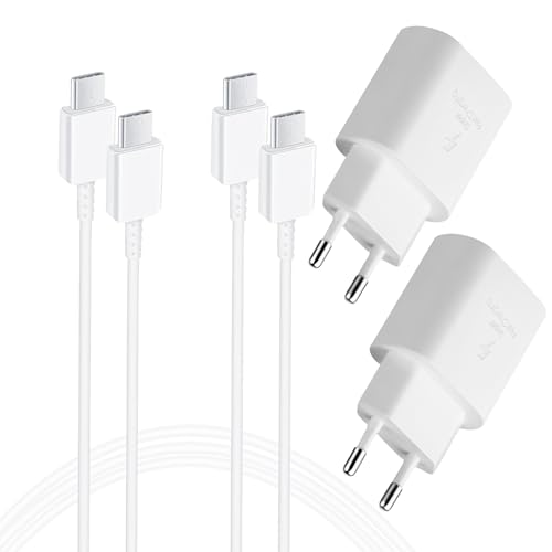 2-Pack 25W USB C Schnellladegerät Super Fast Netzteil USB C Ladegerät mit 1,5m Type C Ladekabel für Samsung Galaxy S24/S23/S22/S21/S20 Ultra/S20/S21FE/S10/A54/A53/A52/A51/A72/Note20/10/Tab S9 S8 von KAIMENGLONG