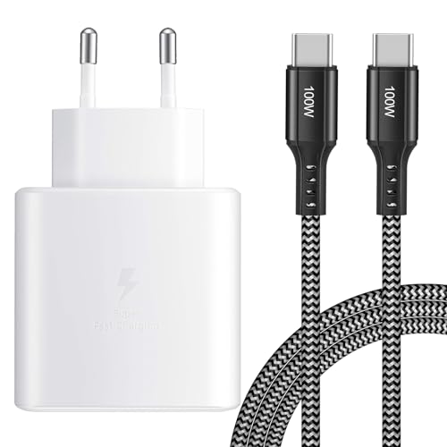 45W USB C Schnellladegerät Super Fast Netzteil Typ C Ladegerät mit (2m, 100W) USB-C Nylon Kabel für Samsung Galaxy S25/S24/S23/S25+/S25 Ultra/S22/S21 FE/S20/Z Fold 6/Note 10+/Tab S9 S8 S10 + Ultra von KAIMENGLONG