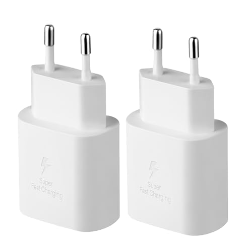 KAIMENGLONG 25W USB C Ladegerät, (2 Stücke) PD 3.0 Schnellladegerät Netzteil Stecker für Samsung Galaxy S24/S23/S22/S21/S21+/S20/Note20/10, iPhone 15/14/13 Pro Max/iPad Pro, Z Flip 5/A55/A71/A54 von KAIMENGLONG