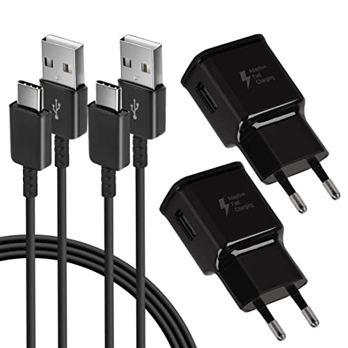 KAIMENGLONG 2er-Pack Adaptives Schnell Ladegerät Schnellladegerät Netzteil mit 1,5m USB Typ C Ladekabel Kabel für Samsung Galaxy S21/S20/S20+/S10/S10+/S10e/S9/S9+/S8/S8Plus/Edge/Active/Note 8/9 von KAIMENGLONG