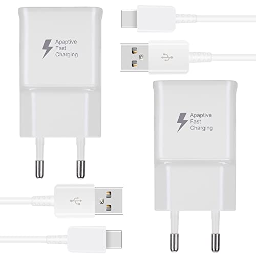 KAIMENGLONG 2er-Pack Adaptives Schnell Ladegerät Schnellladegerät Netzteil mit 1,5m USB Typ C Ladekabel Kabel für Samsung Galaxy S21 S20 S10 S10e S9 S8 A72 A52 M40, Note 8/9/10, Google Pixel XL von KAIMENGLONG