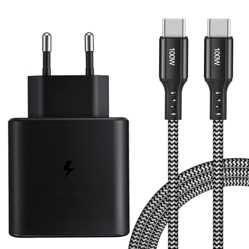 KAIMENGLONG 45W USB C Schnellladegerät Super Fast Netzteil Ladegerät mit 2m USB-C Nylon Ladekabel für Samsung Galaxy S24/S23/S22 Ultra, S24+,S23 +, S20, Note 10+, A54, A72, A71, Tab S9 S8 S7 Ultra von KAIMENGLONG