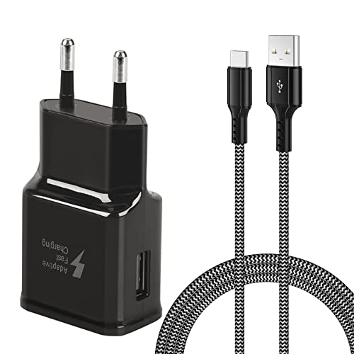 KAIMENGLONG Ladegerät Fast Charge Schnellladegerät Netzteil mit 2M USB Typ C Nylon Ladekabel für Samsung Galaxy S21 S21FE S21+ S20FE S20 Ultra S10 S9 S8/Note 10/9/8/A72 A71 A52 A51,Google Pixel von KAIMENGLONG