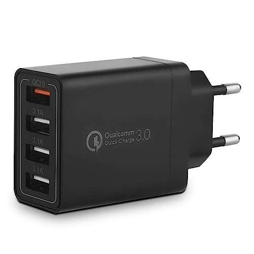 USB Ladegerät, 4-Port USB Ladeadapter mit 33W Intelligent QC 3.0 Schnellladegerät Mehrfach USB Netzteil Stecker für Samsung Galaxy A14 A54 S21 S20 S10 S9 S8, iPhone 12 13 14 15 Pro X 8 7, Handy von KAIMENGLONG