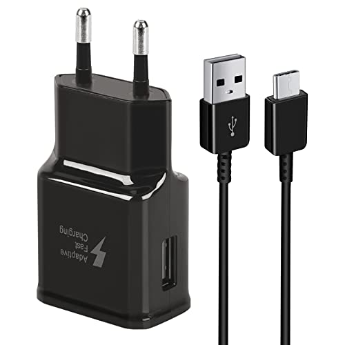 USB Ladegerät, Adaptive Schnellladegerät Netzteil mit 1,5m USB Typ C Ladekabel für Samsung Galaxy S21 S21FE S21+ S20FE S20 S20 Ultra S10 S10e S9 S8 A13 A14 A34 A52 A53/Note 8/9 Handy, Schwarz von KAIMENGLONG