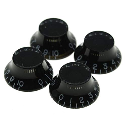 KAISH 4 Stück USA/Imperial Spec LP Gitarre Bell Knobs 24 Fine Spline Top Hat Guitar Knobs for Gibson Les Pauls or CTS Pots Black von KAISH