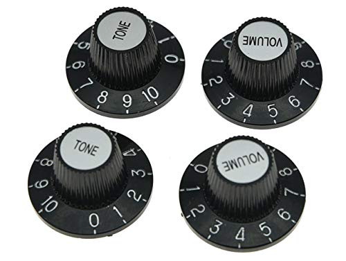 KAISH 4x Black with Silver Cap LP Guitar Witch Hat Knobs Top Hat Knob for Epiphone Les Paul SG von KAISH