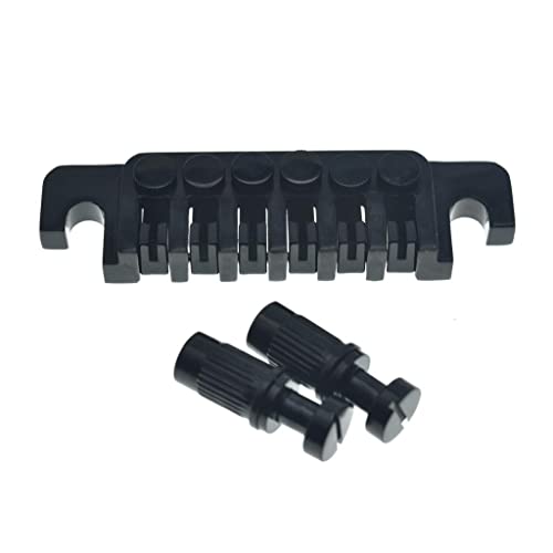 KAISH E-Gitarre TP-6 Style LP Bridge Stop Bar Vintage 70er Steg Saitenhalter mit Feinstimmer/Nieten für LP Les Paul/SG/ES E-Gitarren schwarz von KAISH
