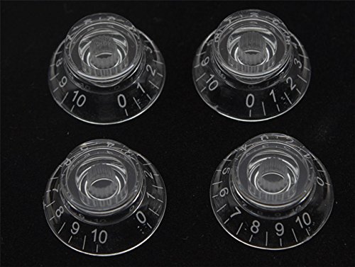 KAISH Set mit 4 transparenten LP-Gitarrenknöpfen mit weißen Zahlen, passend für Epip Les Paul oder SG von KAISH