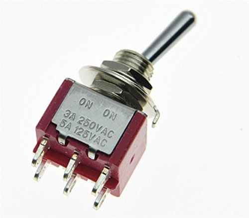 salecom 5-Stück DPDT 6 Pin 2 Way auf Gitarre Mini Toggle Schalter Auto/Boot Schalter von KAISH