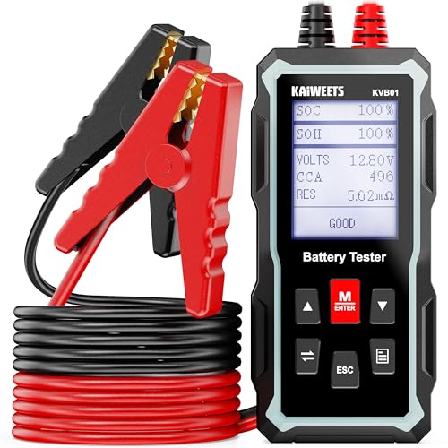 KAIWEETS Batterietester KfZ 12V 24V, 100-2000CCA Autobatterietester Lasttester, KVB01 Batterie Tester Auto mit Batteriestatusprüfung Anlasstest Ladetest, Battery Analysator für LKW Schiff SUV Boot von KAIWEETS