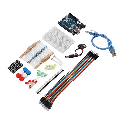 400-Loch-Breadboard-Widerstandsset, USB-Kabel, Basis-Startermodul-Kit, 3-farbige LED-Licht-Kompaktplatine für Labors von KAKAKE