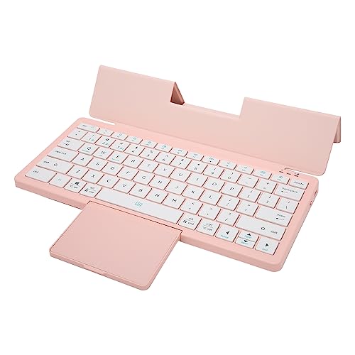 KAKAKE Tablet-Hülle, Abnehmbare, Multifunktionale, Staubdichte, Faltbare, Wiederaufladbare Akku-Tastaturhülle für Laptop für Win 7 10 11 (Rosa) von KAKAKE