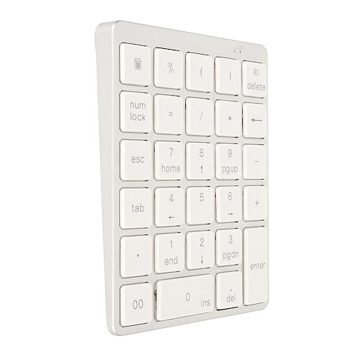 KAKAKE Ziffernblock, Tragbare Mini-Tastatur, Scharf, Kabelgebunden, Wiederaufladbar, 28 Tasten, Dünn, für PC (Silbrig Weiß) von KAKAKE