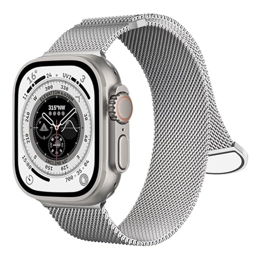 KAKUYI Magnetic Replacement Strap Compatible with Apple Watch Strap 49 mm 45 mm 44 mm 42mm for Women / Men, Stainless Steel Metal Adjustable Bracelets for iWatch Series Ultra 9 8 7 6 SE 5 4 3 2 1 von KAKUYI