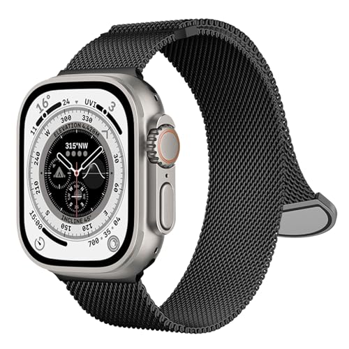 KAKUYI Milanese Loop Compatible with Apple Watch Band 42mm 44mm 45mm 49mm Women and Men, Magnetic Stainless Steel Mesh Adjustable Strap for iWatch Ultra 2/1Series 9 8 7 6 5 4 3 2 1SE von KAKUYI