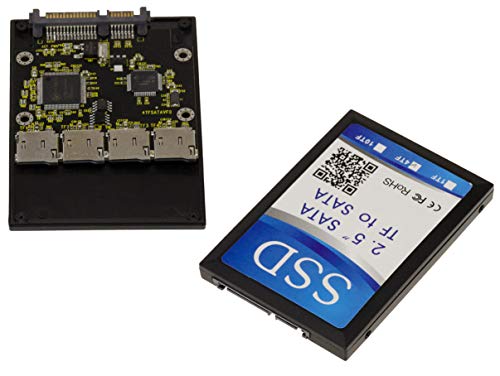 KALEA-INFORMATIQUE 15+7-poliger SATA-Konverter-Adapter für 4 MicroSD-Karten MicroSDHC MicroSDXC oder TF-Karten. Mit nativem RAID 0. von KALEA-INFORMATIQUE