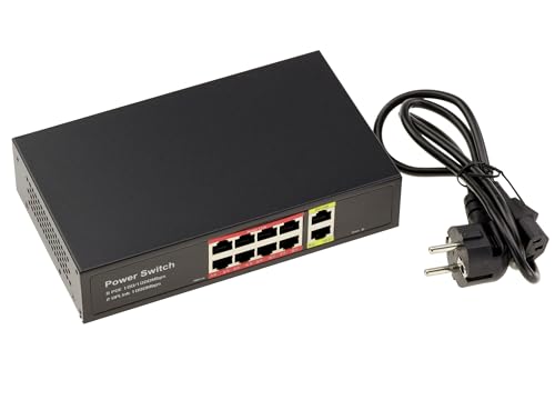 KALEA-INFORMATIQUE Gigabit-Ethernet-Switch für PoE PoE+ 30W mit 8 RJ45-Ports nach unten und 2 Ports nach Oben. von KALEA-INFORMATIQUE