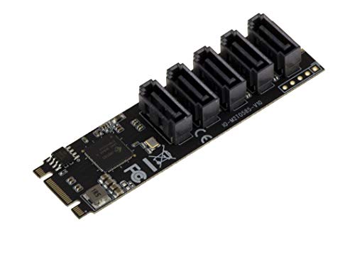 KALEA-INFORMATIQUE M.2 (M2 NGFF) Controller-Karte, Typ PCIe M oder B+M Key 5 SATA 3.0 6Gbps Port mit Chipsatz JMB585 von KALEA-INFORMATIQUE