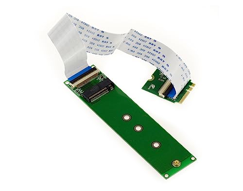 KALEA-INFORMATIQUE M.2 NGFF-Riser-Verlängerung zur Montage Einer PCIe M Key AHCI oder NVMe M2-SSD an einem M2 E A Key-Port mit 20 cm breitem, flexiblem Flachbandkabel. von KALEA-INFORMATIQUE