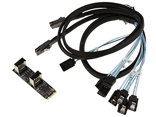 KALEA-INFORMATIQUE M.2. Karte 8 Ports SATA 3.0 6Gbps für M2-Port vom Typ PCIe 3.0 M-Key oder B+M mit Chipsatz JMB585 JMB575 - Mit MiniSAS-Kabeln SFF-8087. von KALEA-INFORMATIQUE