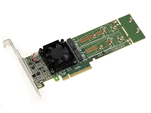 KALEA-INFORMATIQUE M2 PCIe 3.0 x8 Controller-Karte für 2 M.2 NVMe M Key SSDs. Chipsatz PLX PEX 8747-32GB pro SSD, 64G insgesamt. High und Low Profile. von KALEA-INFORMATIQUE