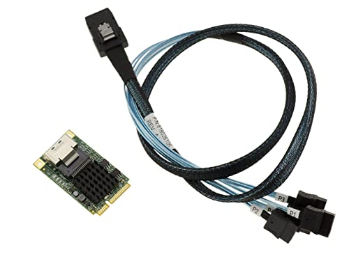 KALEA-INFORMATIQUE Mini PCI Express MiniPCIE Controller-Karte 4 Port SATA 3.0 6G Chipsatz Marvell 88SE9215 Schnittstelle SFF-8087 Mit Kabel im Lieferumfang enthalten. von KALEA-INFORMATIQUE