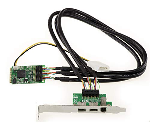 KALEA-INFORMATIQUE Mini PCIe Firewire 800 und 400 IEEE1394A und IEEE1394B Controller Karte auf mPCIe Port mit 2+1 Ausgängen und TI Chipsatz. von KALEA-INFORMATIQUE