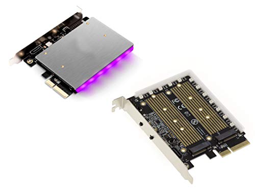 KALEA-INFORMATIQUE PCIe 3.0 x4 Controller-Karte für SSD M2 PCIe M Key und Sata B Key mit Kühler und RGB-LED-Funktion. von KALEA-INFORMATIQUE