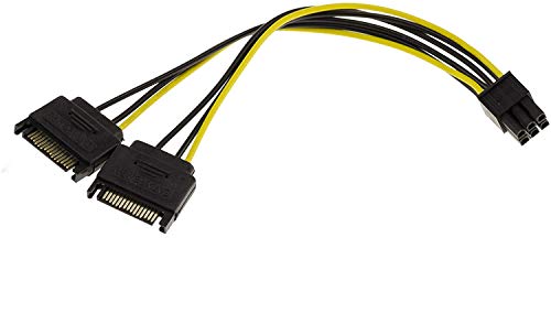 KALEA-INFORMATIQUE PCIe 6-Punkt-Stecker-Adapterkabel für Grafikkarten an 2X SATA 15-Punkt-Stecker-Netzteile. Länge 20 cm von KALEA-INFORMATIQUE