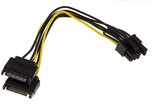 KALEA-INFORMATIQUE PCIe 6- oder 8-Punkt-Stecker-Adapterkabel für Grafikkarten an 2 SATA 15-Punkt-Stecker-Netzteile. Länge 20 cm von KALEA-INFORMATIQUE