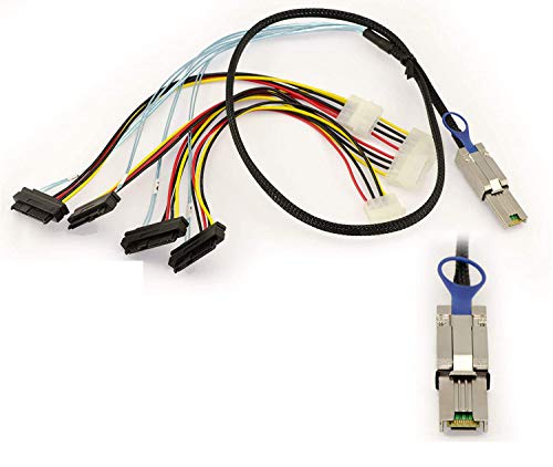 KALEA-INFORMATIQUE SAS MiniSAS-Kabel SFF-8088 zu SFF-8482. Länge 1M, SFF8088 26-polig Mini-SAS extern, SFF8482 29-polig SAS intern. von KALEA-INFORMATIQUE