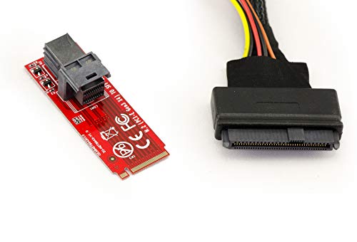 KALEA-INFORMATIQUE U2 68Pin SFF-8639 zu M2 PCIe M Key Adapter Konverter mit Mini SAS SFF-8643 1m Kabel. Um EIN U.2 SSD an einem M.2 Port zu montieren. von KALEA-INFORMATIQUE