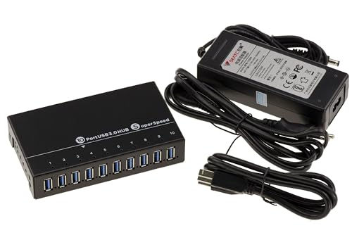 KALEA-INFORMATIQUE Industrieller Hub USB3-Ladestation 10 Ports (USB 3.0 5GB) mit 60W Netzteil. Rackmountfähiges Metallgehäuse. von KALEA-INFORMATIQUE