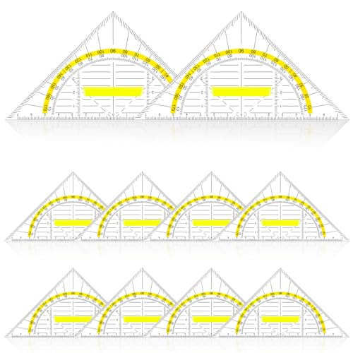 10 Stück Geodreieck, Geometrie Dreieck mit Griff flexibles Geodreieck Geodreieck zum Zeichnen von Kreisen Geodreieck aus Kunststoff Geeignet für Studenten Bürodesigner Maler von KALIONE