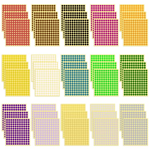 5940 Stück 1/4 Zoll runde farbige Punktaufkleber-Etiketten, 15 Farbcodierungsetiketten, 0,25" kleine kreisförmige Punktaufkleber Etikettenaufkleber von KALIONE