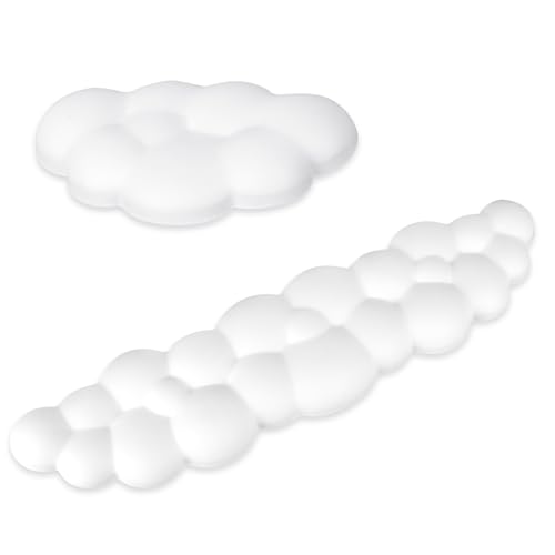 White Cloud Tastatur-Handgelenkauflage, weiche, bequeme, niedliche Tastatur-Handgelenkauflage, Maus-Handgelenkauflage, rutschfeste Unterseite, Tastatur-Handgelenkauflage-Set für Desktop-Computer von KALIONE
