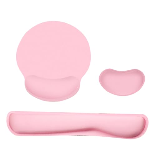 KALLORY 1Satz Ergonomisches Mauspad mit Handballenauflage Komfortable Handgelenkstütze für Büro Studium und Gaming Pinkfarben rutschfest von KALLORY